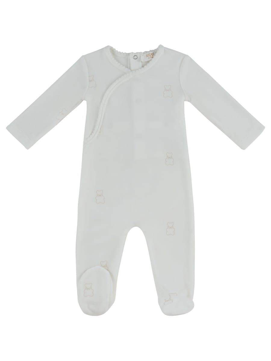 Petit Ours Pattern Footie - Stone
