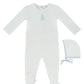 Petit Ours Footie & Hat Set - White Blue