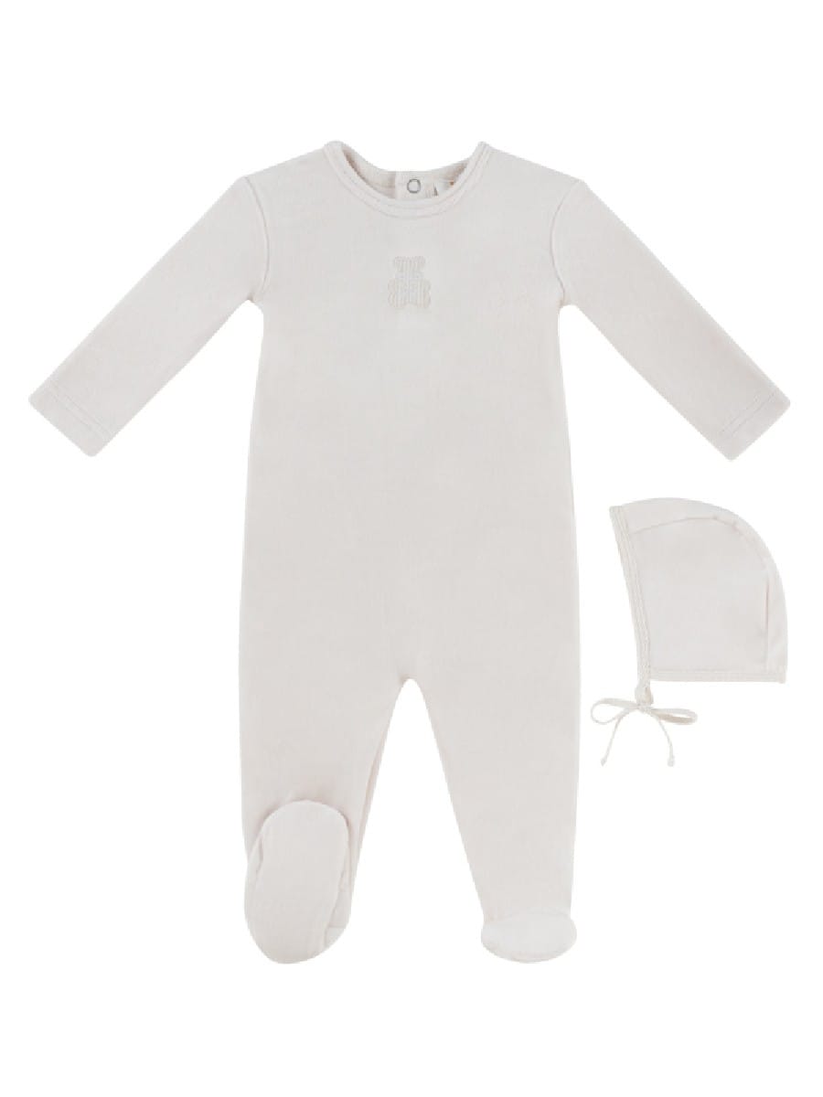 Petit Ours Footie & Hat Set - Stone