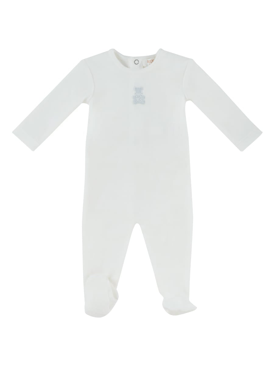 Petit Ours Footie - White Blue