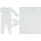 Petit Ours Footie, Hat and Blanket Set - White Blue