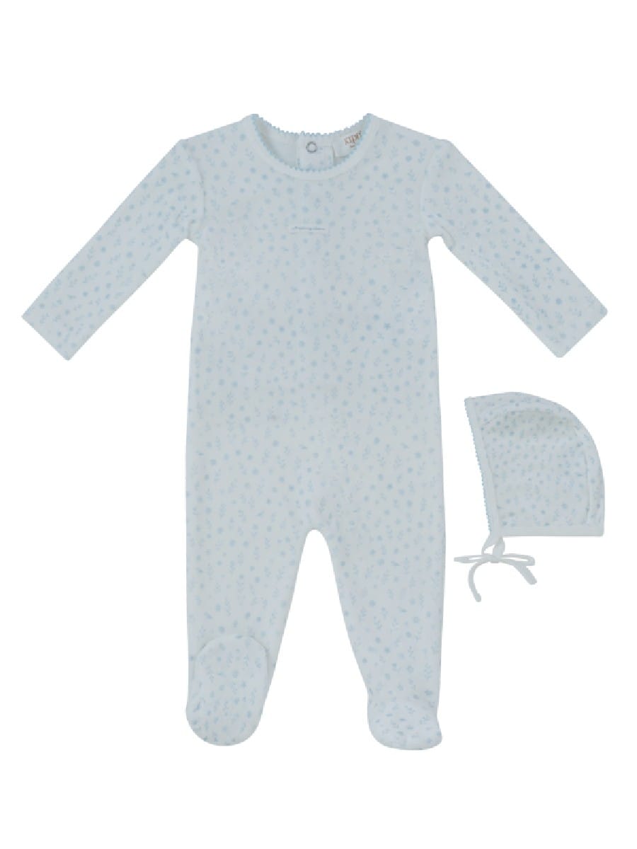 Whispering Blooms Footie & Hat Set - Blue