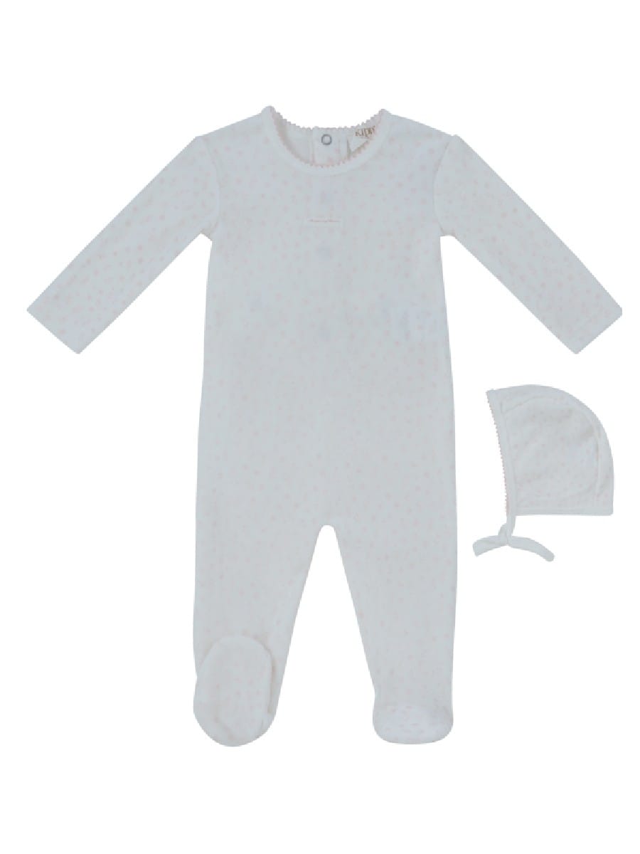 Whispering Blooms Footie & Hat Set - Rose