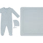 Whispering Blooms Footie, Hat & Blanket Set - Dark Blue