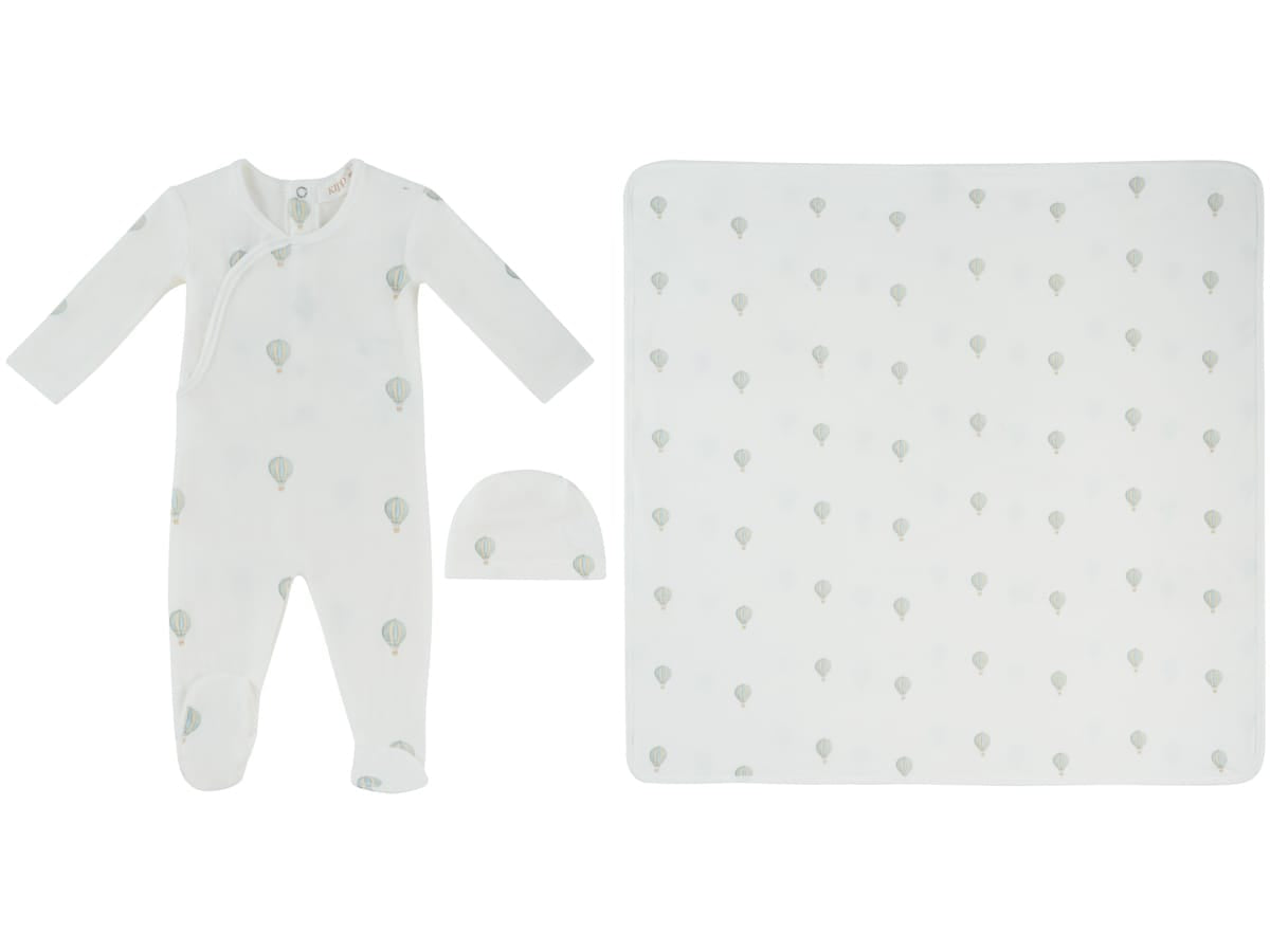 Ciel Enfant Wrap Footie, Hat & Blanket Set - Blue