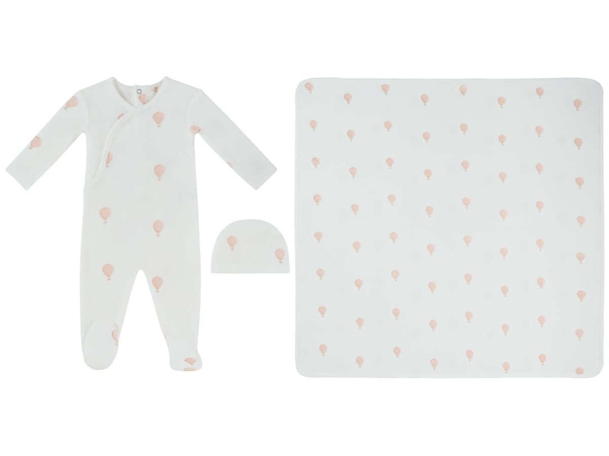 Ciel Enfant Wrap Footie, Hat & Blanket Set - Pink