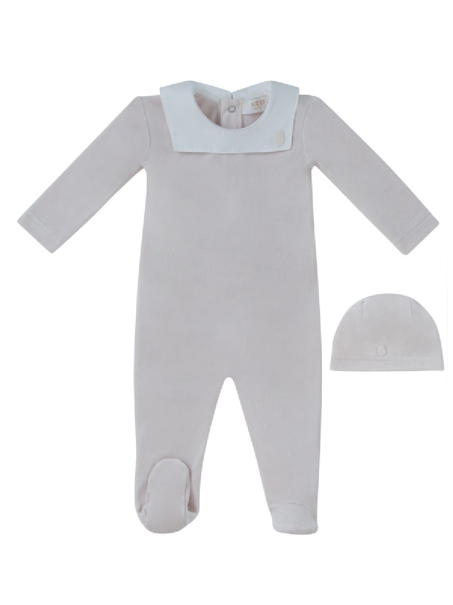 Classic Bib Footie & Hat Set - Stone