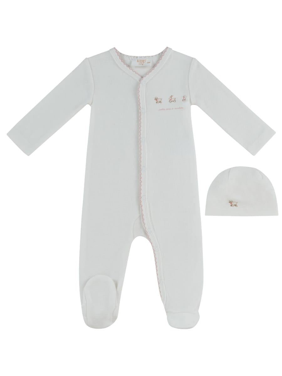 Petits Amis Terry Footie & Hat Set - Pink