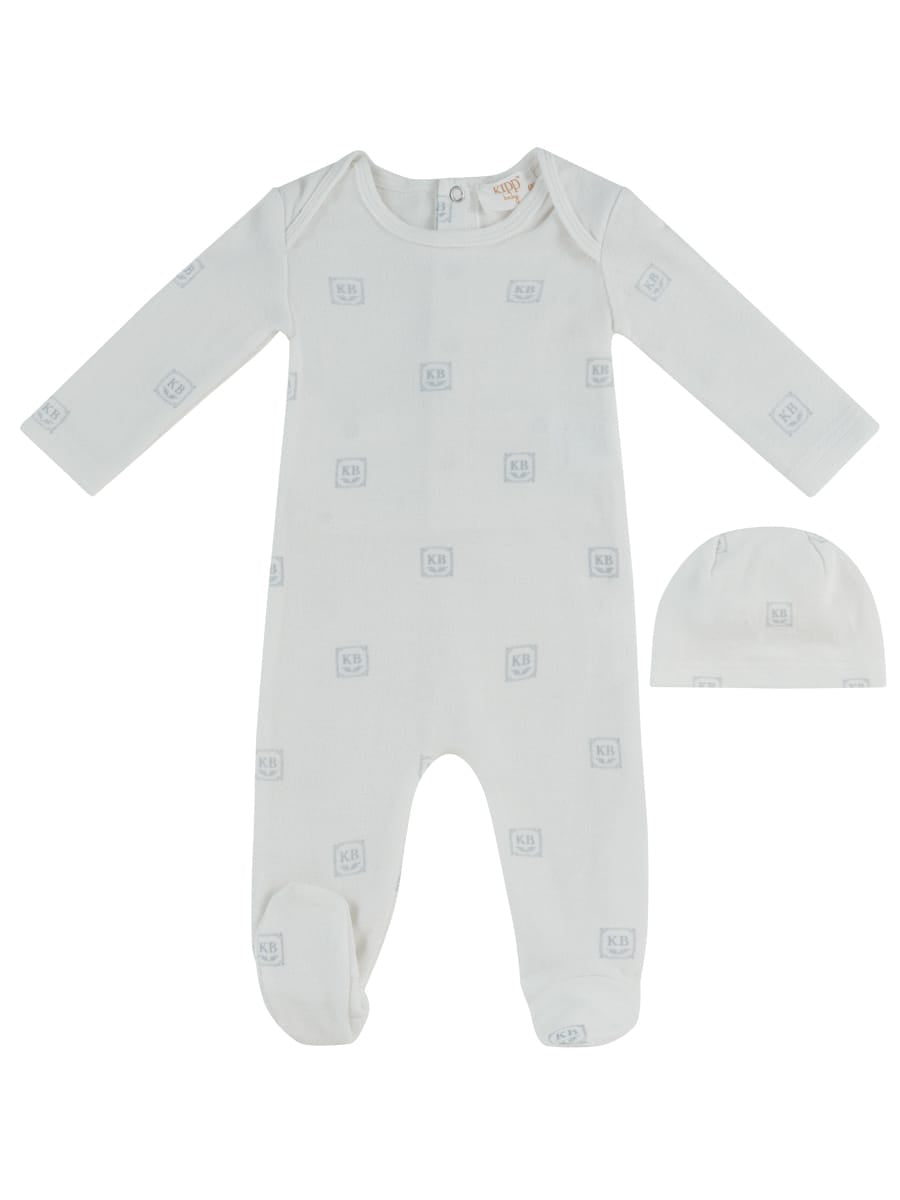 KB Logo Terry Footie and Hat Set - Blue