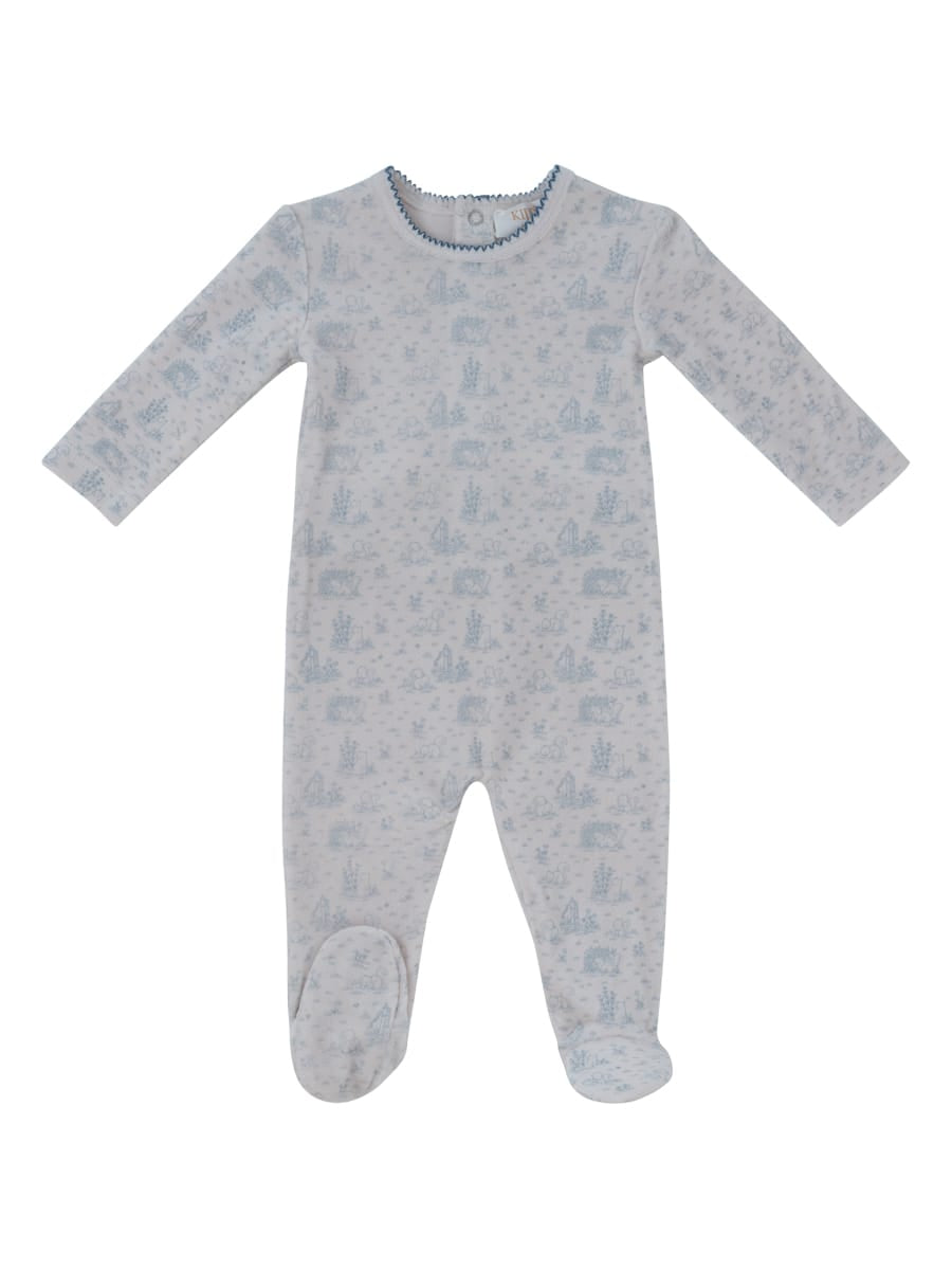 Woodland Toile Footie - Blue