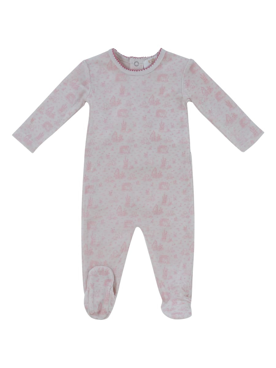 Woodland Toile Footie - Rose