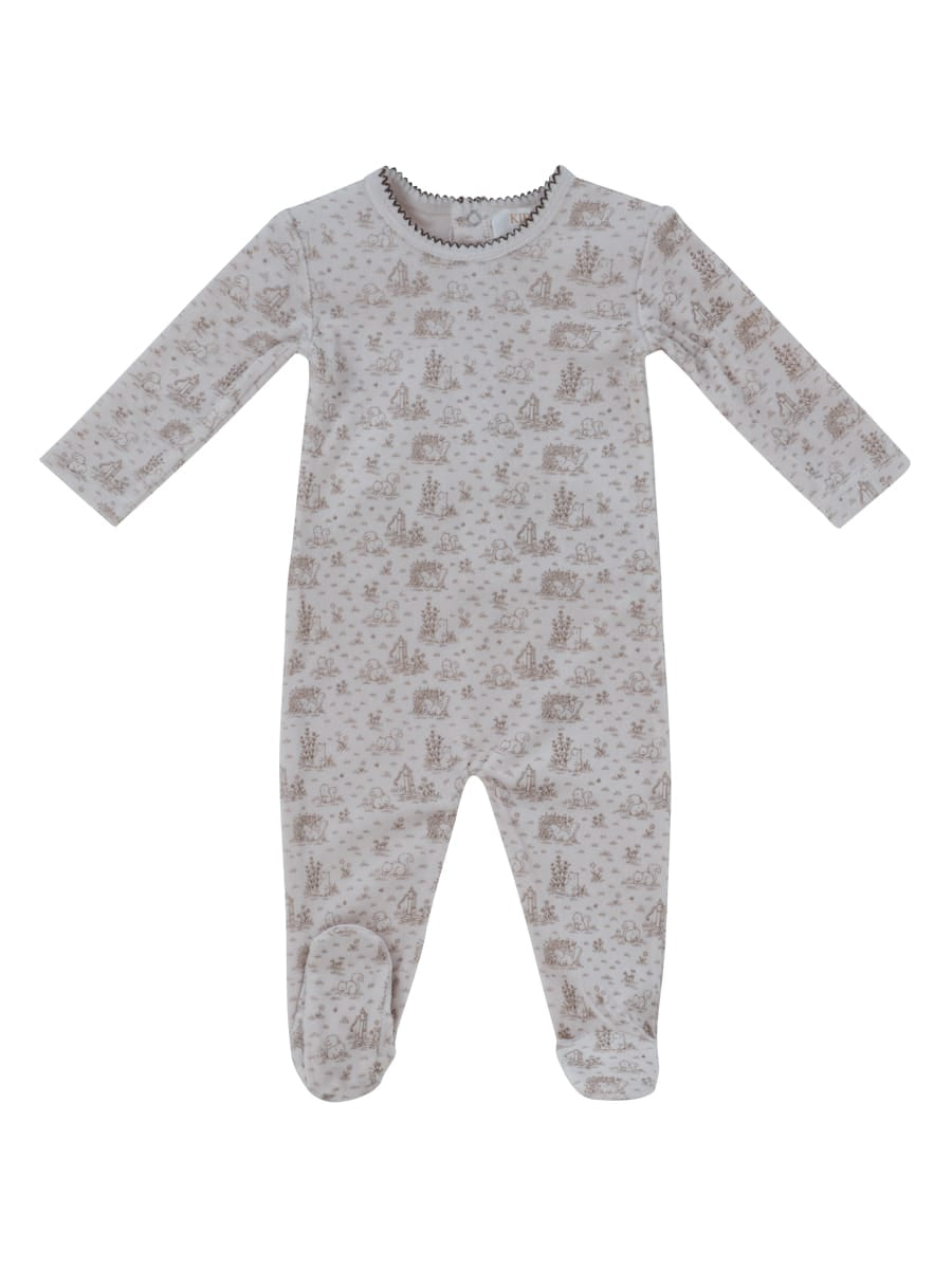 Woodland Toile Footie - Taupe