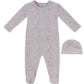 Woodland Toile Footie & Hat Set - Rose
