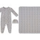 Woodland Toile Footie, Hat & Blanket Set - Taupe