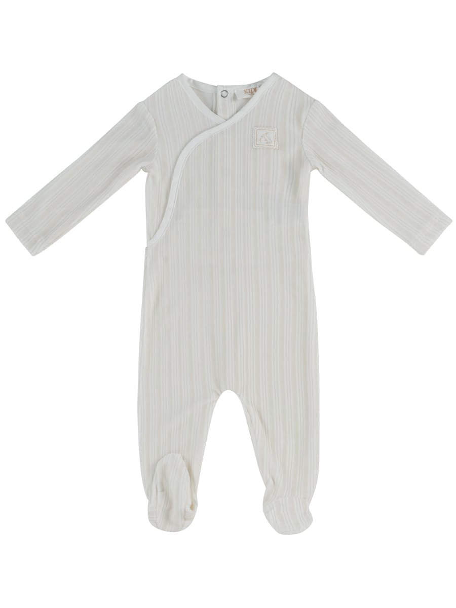 Stripe Stamp Footie - Stone
