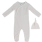 Stripe Stamp Footie & Hat Set - Pink