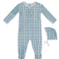 Ciel Enfant Gingham Footie & Hat Set - Blue