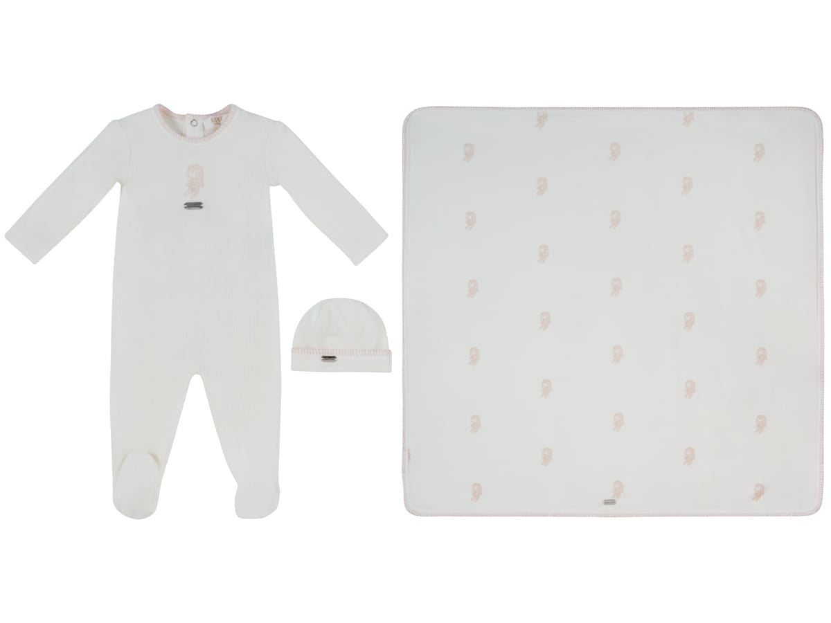 Atelier Bunny Footie, Hat & Blanket Set - Pink