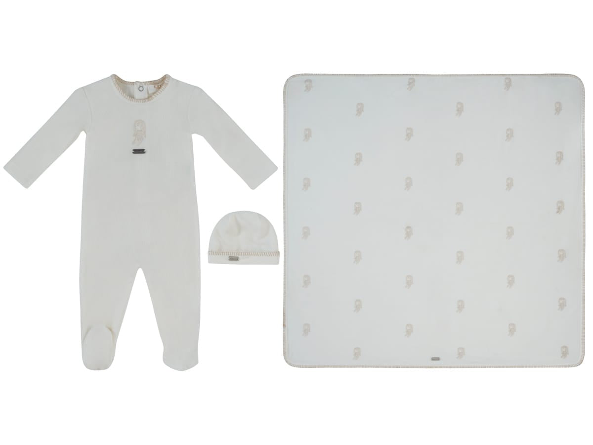 Atelier Bunny Footie, Hat & Blanket Set - White