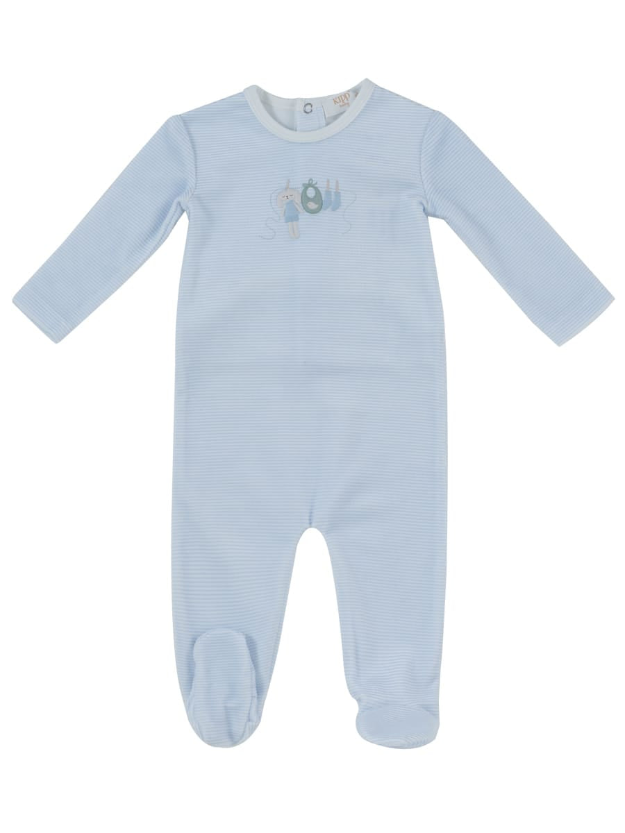 Bunny Stripe Footie - Blue