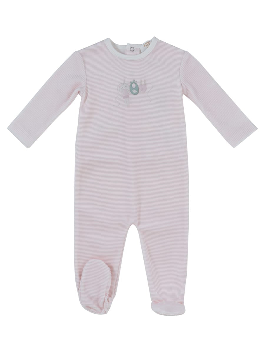 Bunny Stripe Footie - Pink