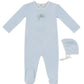 Bunny Stripe Footie & Hat Set - Blue