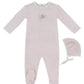 Bunny Stripe Footie & Hat Set - Pink