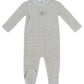Bunny Stripe Footie & Hat Set - Stone