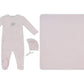 Bunny Stripe Footie, Hat & Blanket Set - Pink