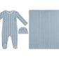 Atelier Cable Footie, Hat & Blanket Set - Blue