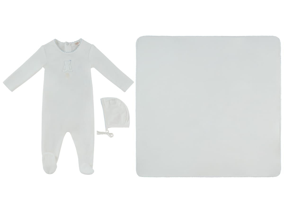 Fur Ever Yours Footie, Hat & Blanket Set - Blue
