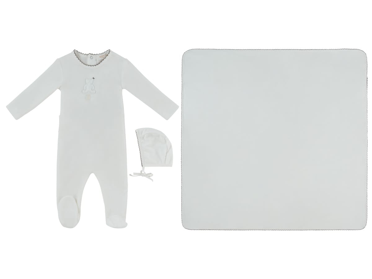 Fur Ever Yours Footie, Hat & Blanket Set - Taupe