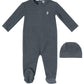 Soft Wool Footie + Hat - Grey