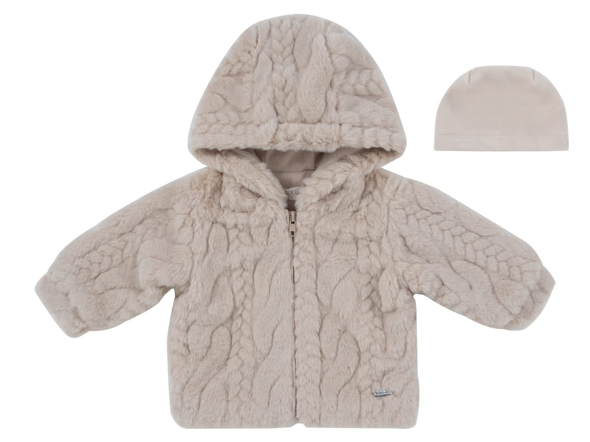 Atelier Cable Fur Jacket & Hat - Stone