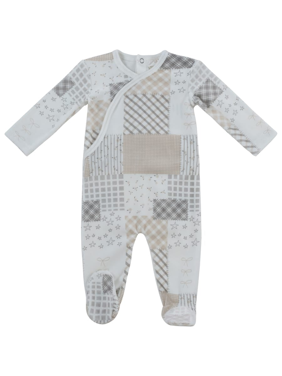 Patchwork Footie - Stone