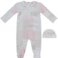 Patchwork Footie & Hat Set - Pink