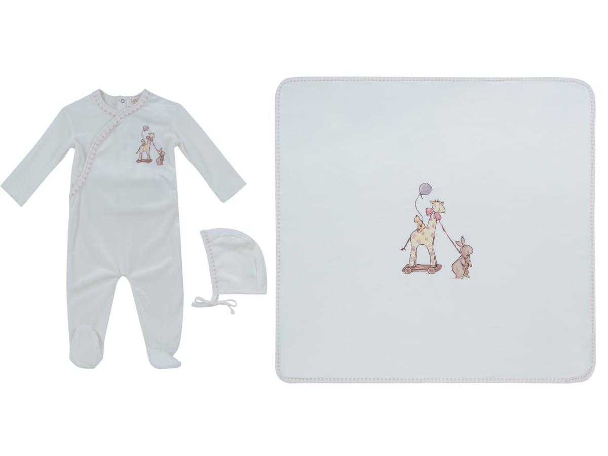 Meadow Friends Footie, Hat & Blanket Set - Pink