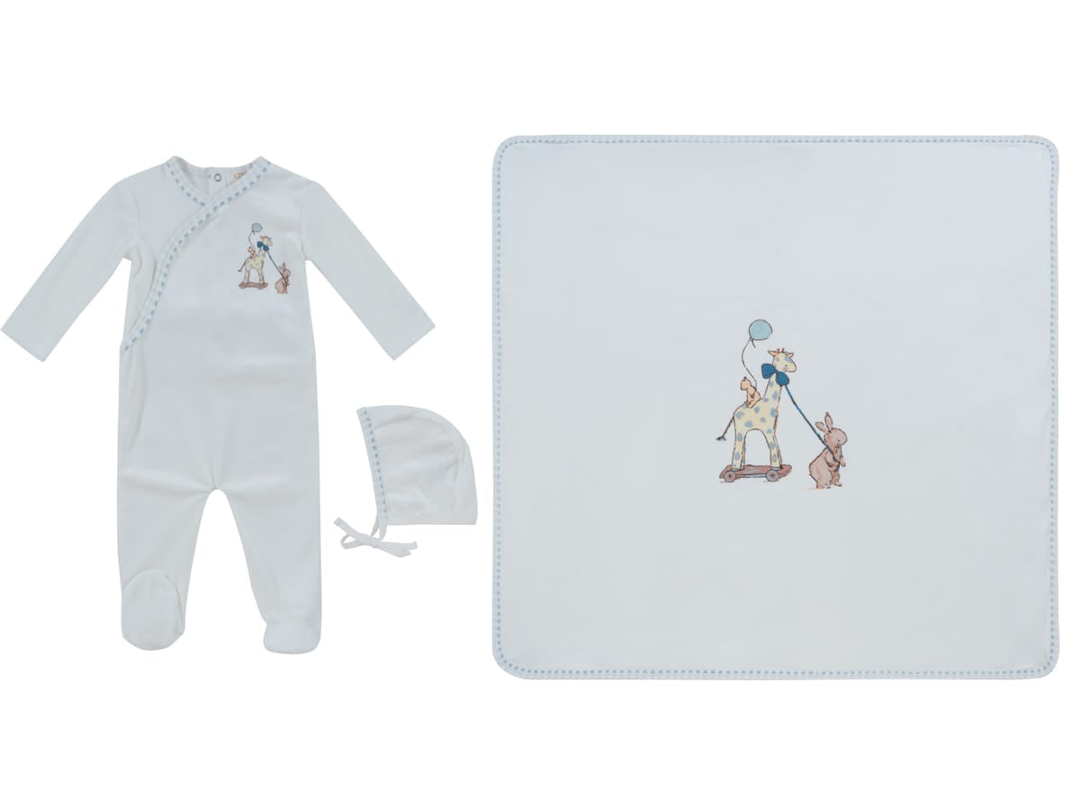 Meadow Friends Footie, Hat & Blanket Set - Blue