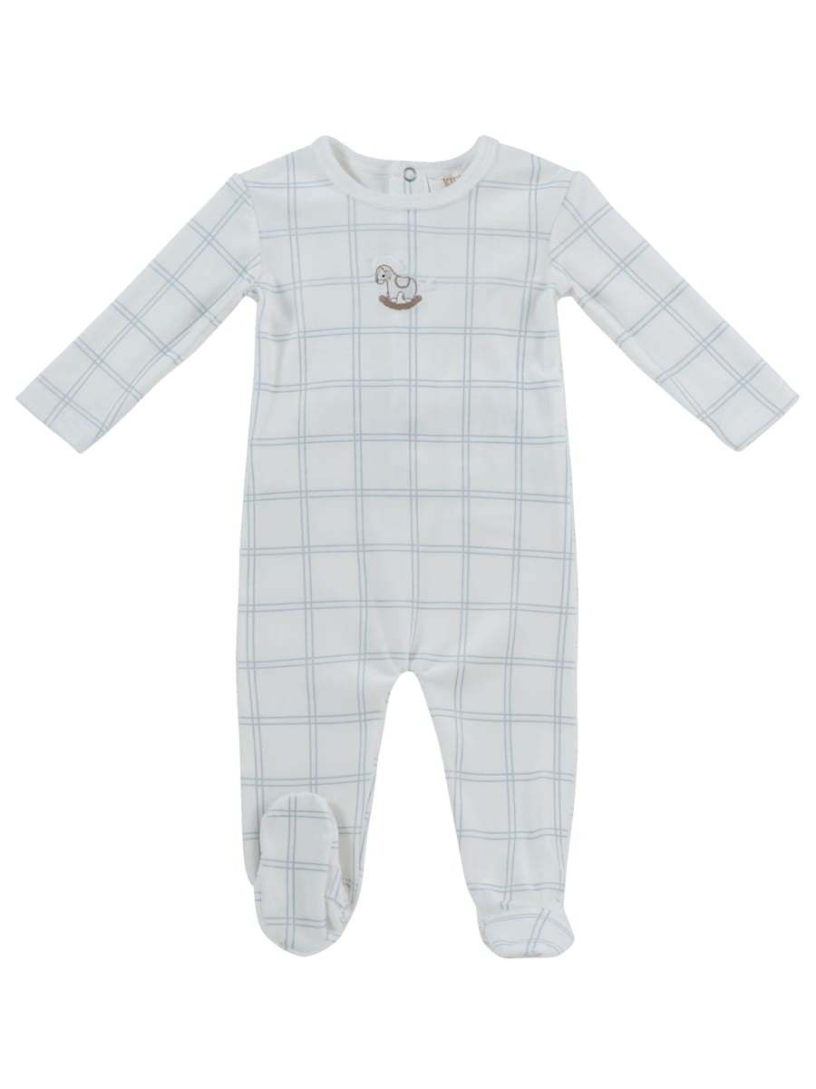 Whinny Plaid Footie - Blue