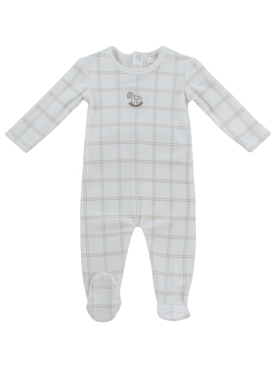 Whinny Plaid Footie - Stone