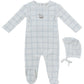 Whinny Plaid Footie & Hat Set - Blue