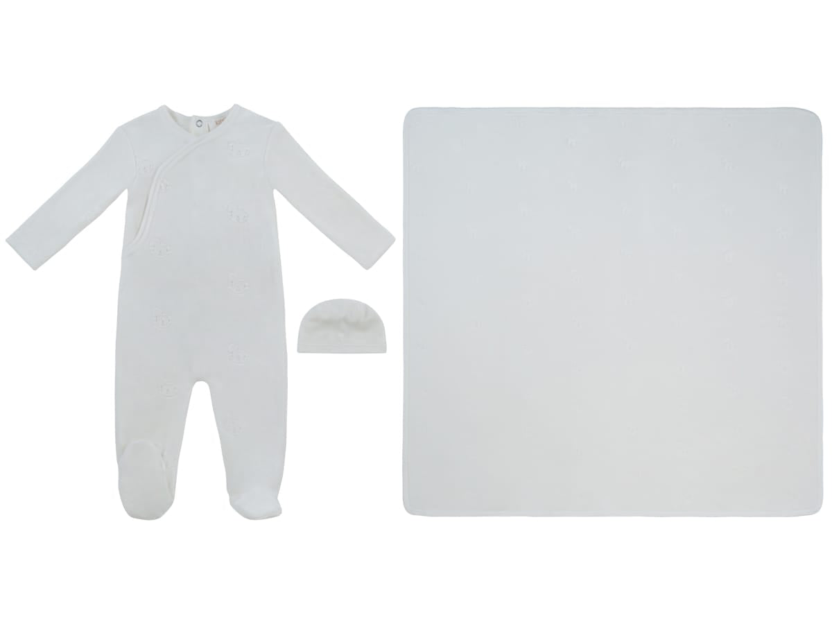 Whinny Wrap Footie, Hat & Blanket Set - White
