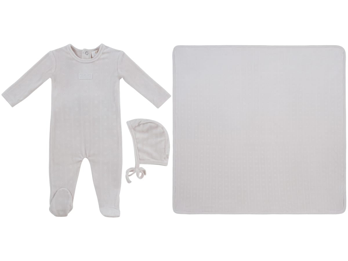 Bebe Pointelle Footie, Hat & Blanket Set - Natural