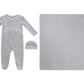 Petite Petal Footie, Hat & Blanket Set - Blue
