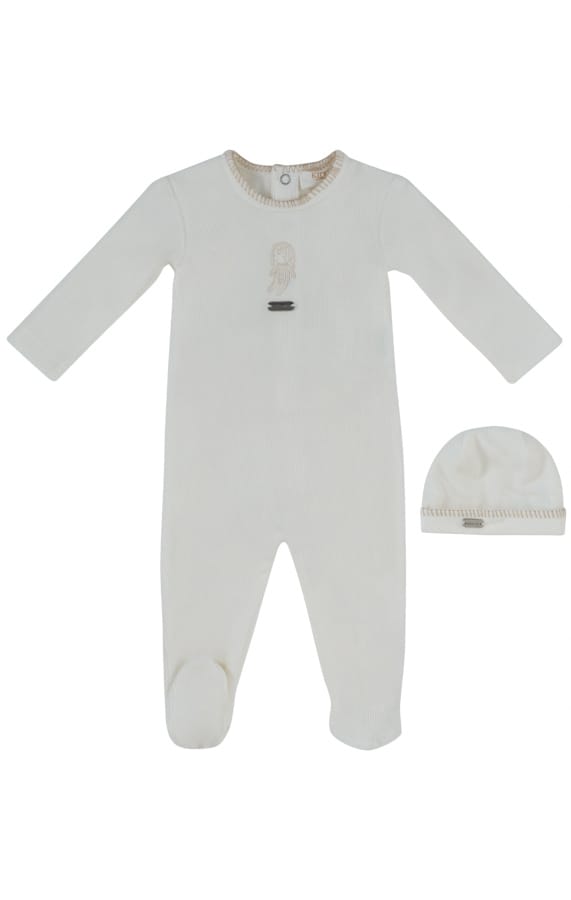 Atelier Bunny Footie & Hat Set - White