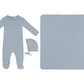 Mon Bebe Footie, Hat & Blanket Set - Blue