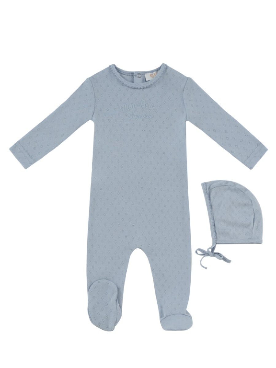Mon Bebe Footie & Hat Set - Blue