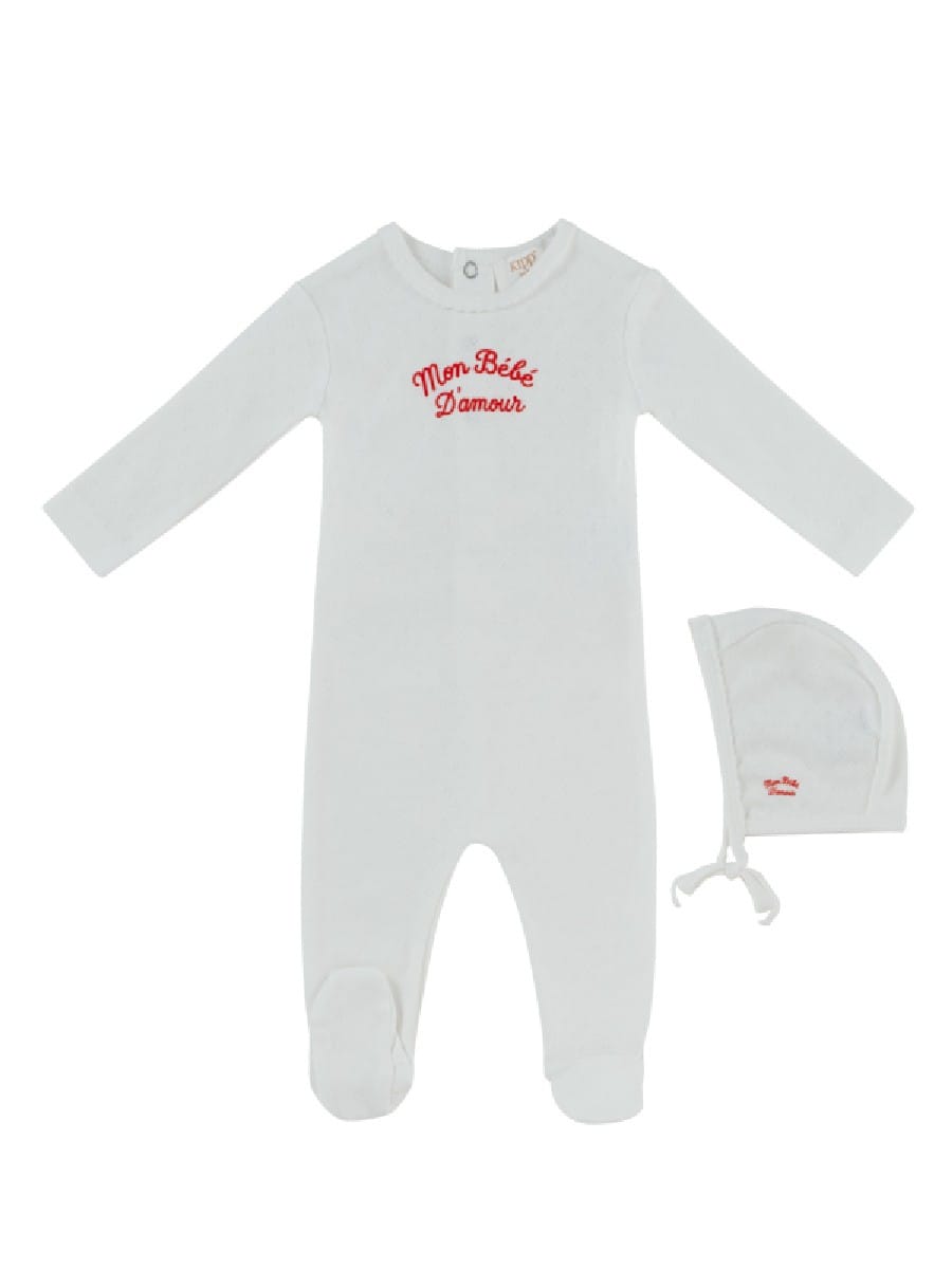Mon Bebe Footie & Hat Set - Red