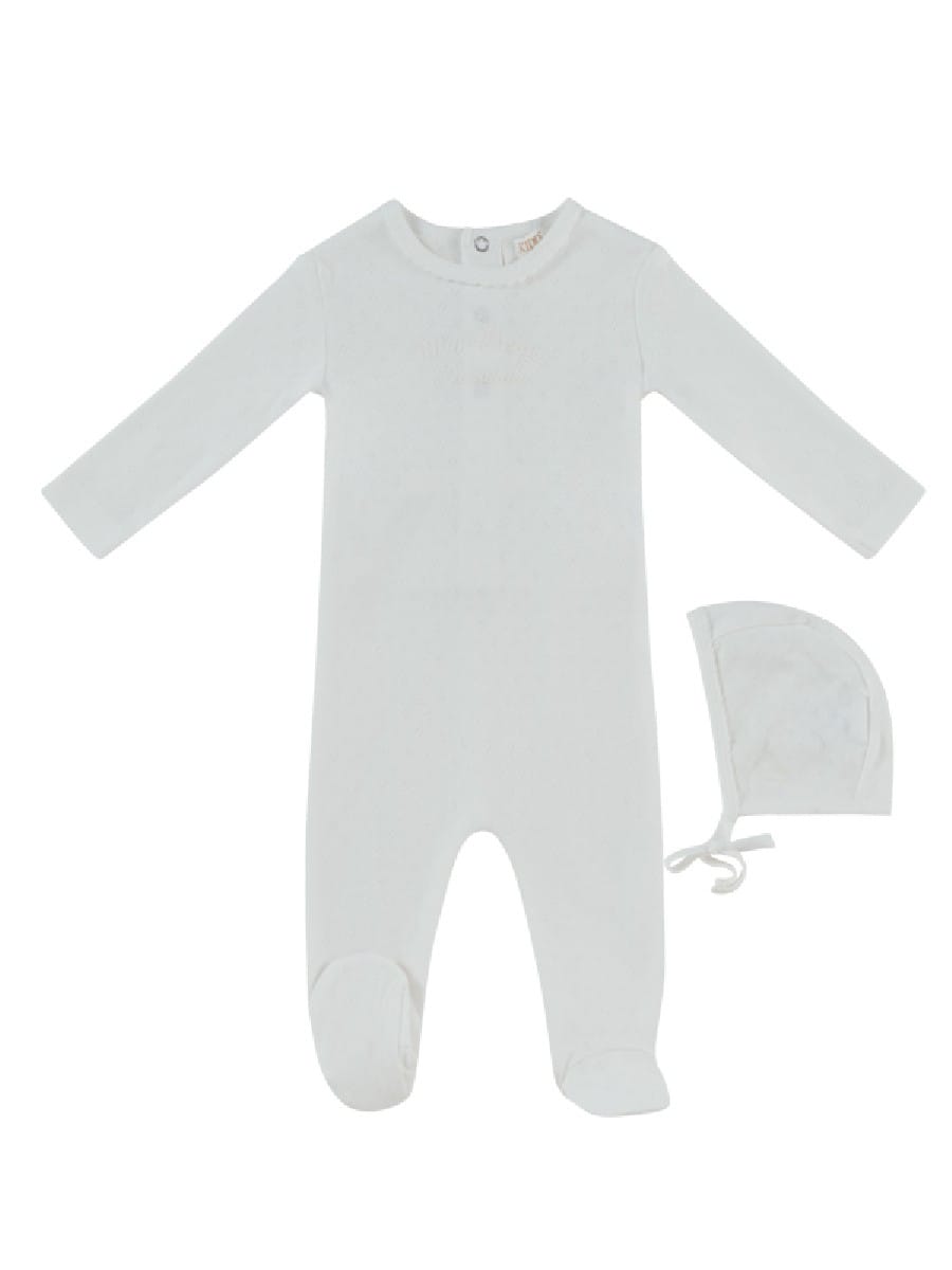 Mon Bebe Footie & Hat Set - White