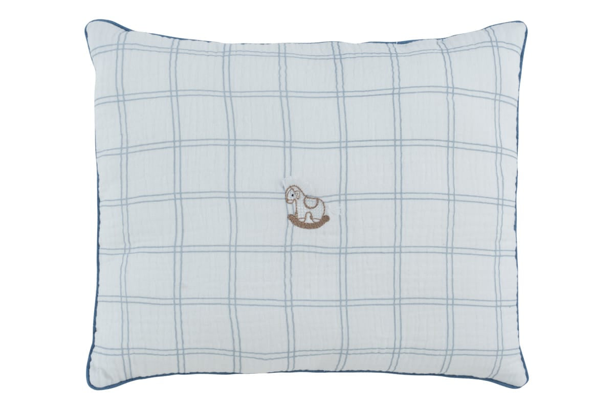 Whinny Plaid Throw Pillow - Blue